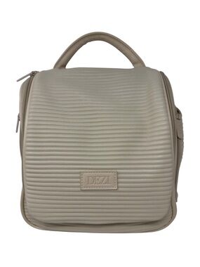 DEZI Ivory Ribbed Top-Handle Backpack